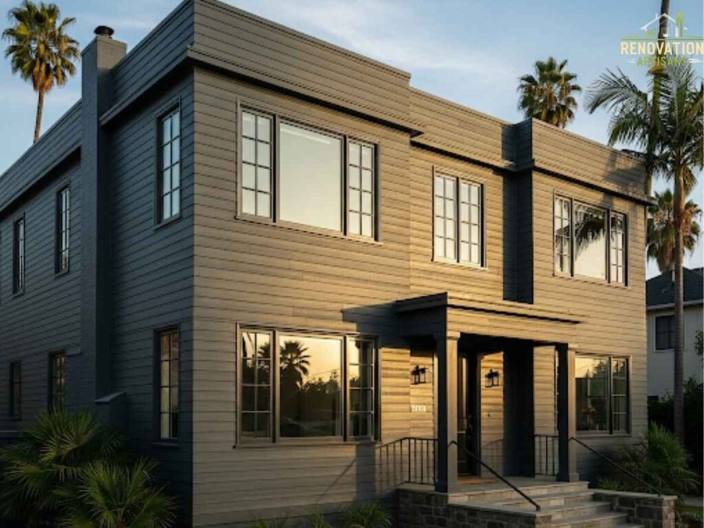 Choosing Durable Siding Materials for Chicago Homes in Los Angeles 1 Durable fiber cement siding on a Chicago-style home in Los Angeles